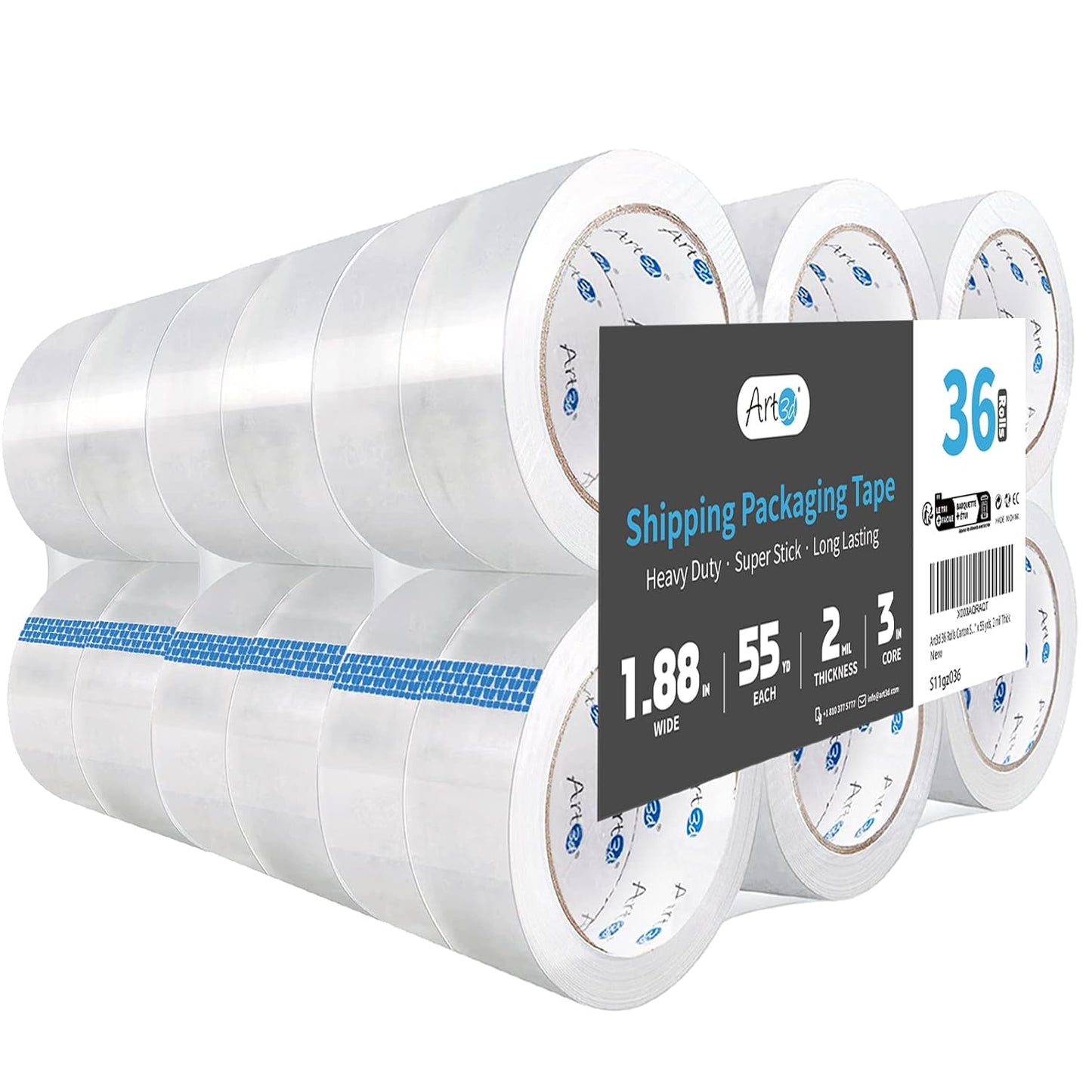 Art3d Packing Tape - Heavy Duty Clear Carton Sealing Tape