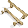 khtumeware 3-3/4 in Hole Center Brushed Brass Cabinet Pulls - Solid