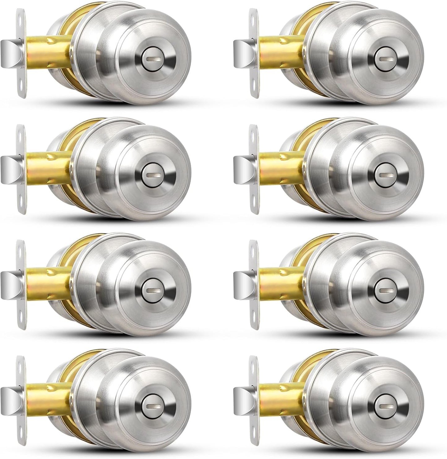 Sopoby Privacy Door Knob Set of 8 Brushed Nickel Modern Design