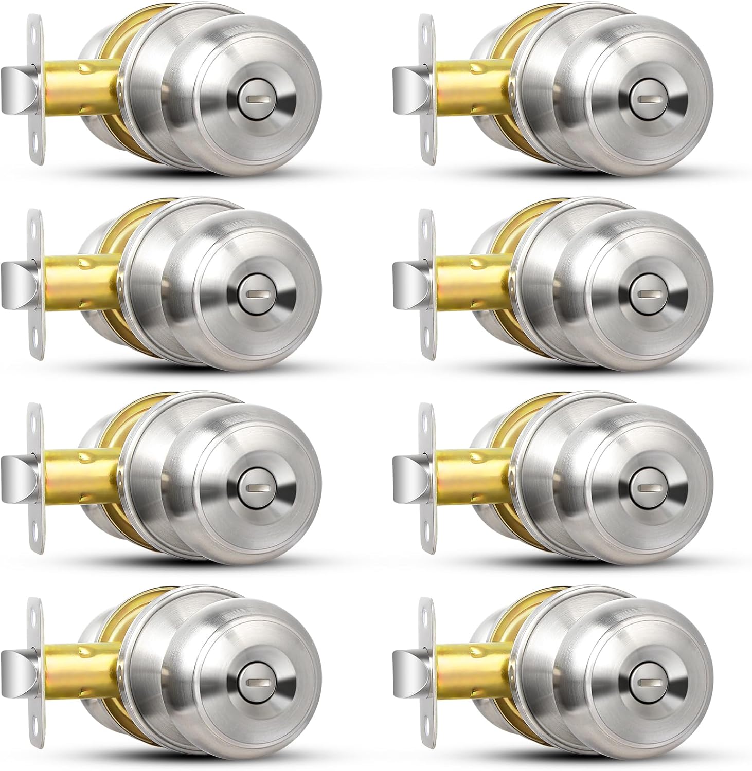 Sopoby Privacy Door Knob Set of 8 Brushed Nickel Modern Design