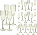 Sage Green Champagne Flutes 24 Pack - Reusable 5.4oz Party Glasses