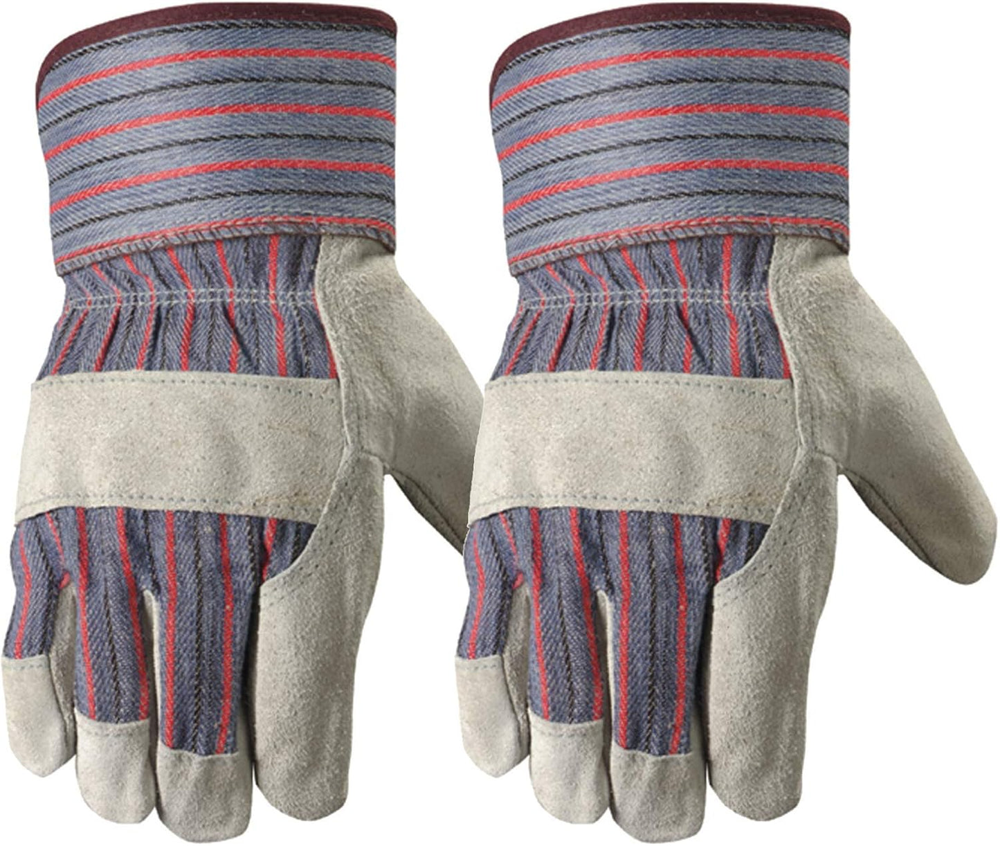 Wells Lamont Men's Leather Work Gloves, Reinforced Palms x2