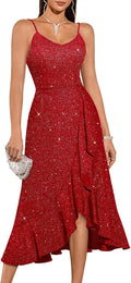 DRESSTELLS Women's Cocktail Party Dress - Sparkly Fit & Flare High