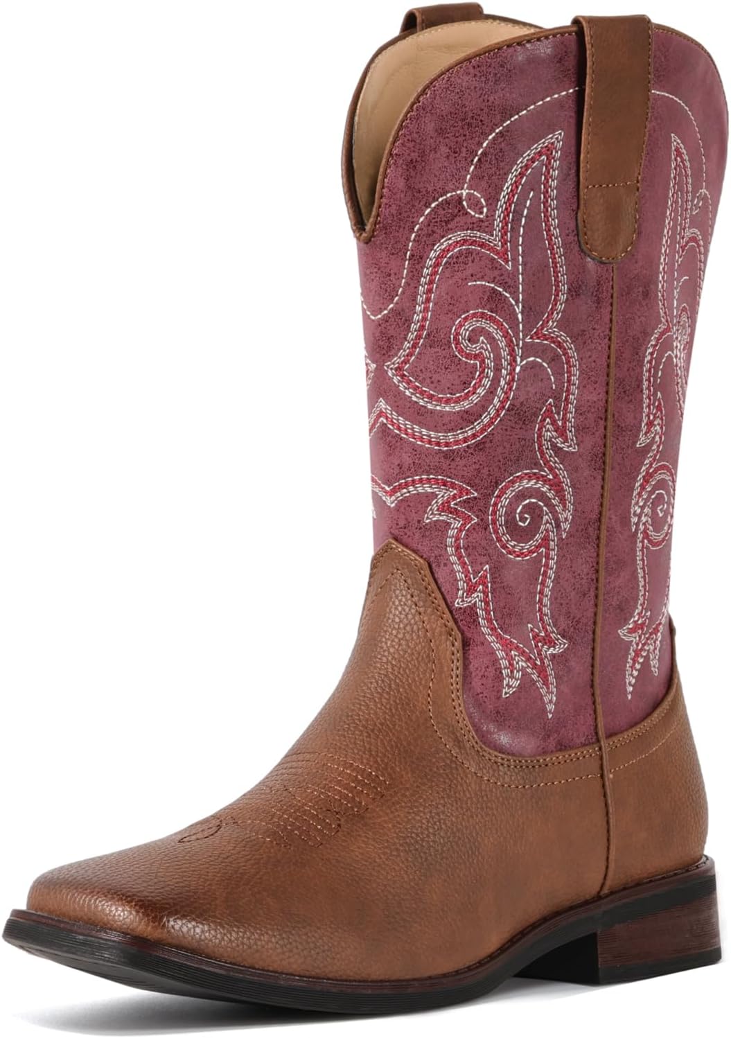 IUV Cowboy Boots for Women with Square Toe and Embroidery