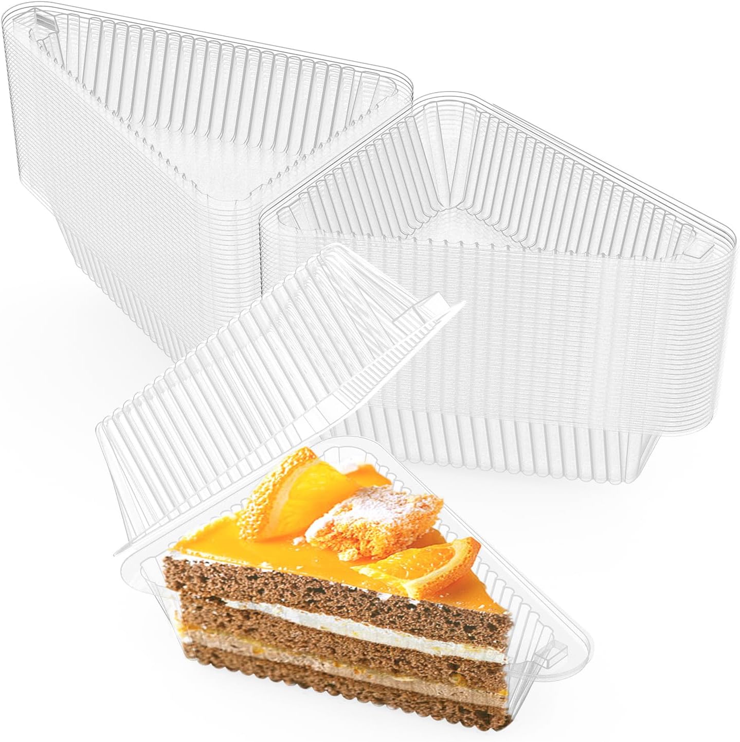 400 Pieces Clear Cake Slice Plastic Containers for Desserts
