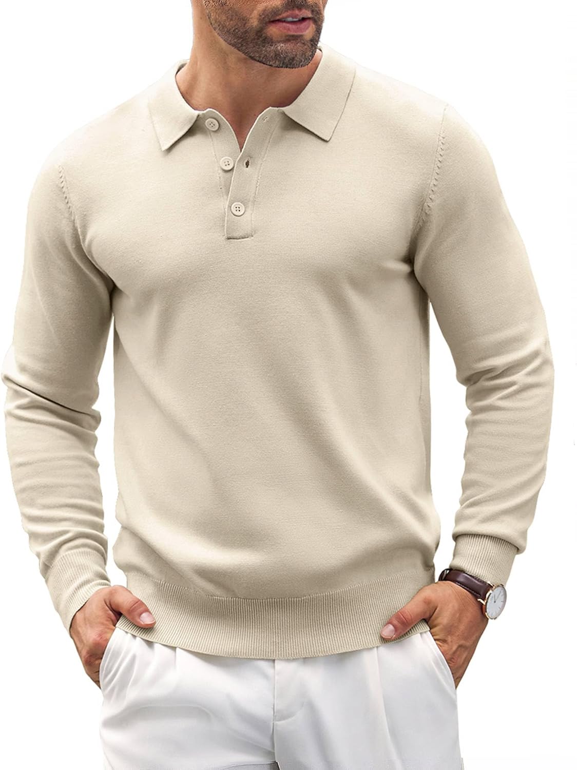 COOFANDY Mens Knit Polo Shirts for Casual and Golf Wear