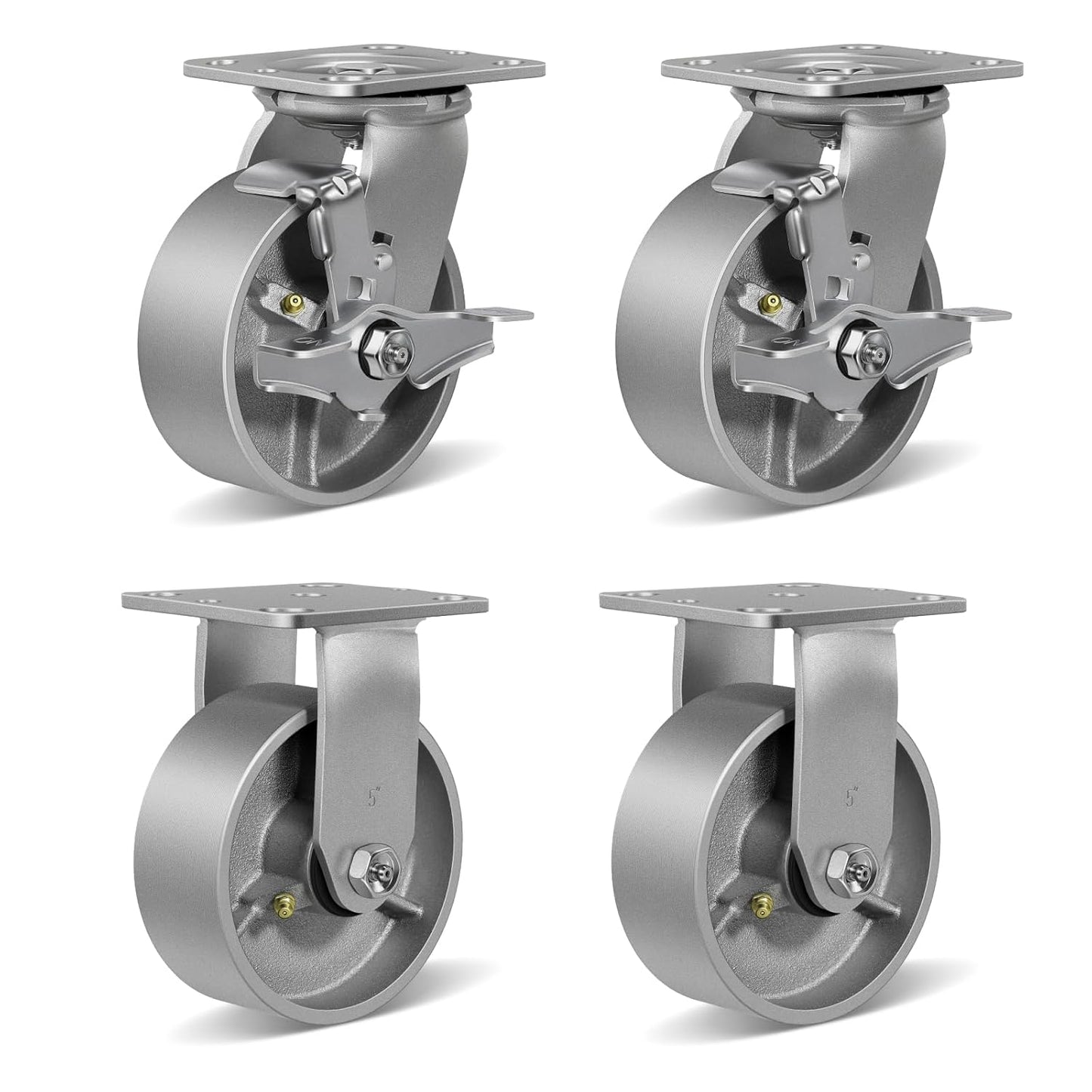 5X2 Heavy Duty Caster Wheels with 4000 LB Capacity Set of 4
