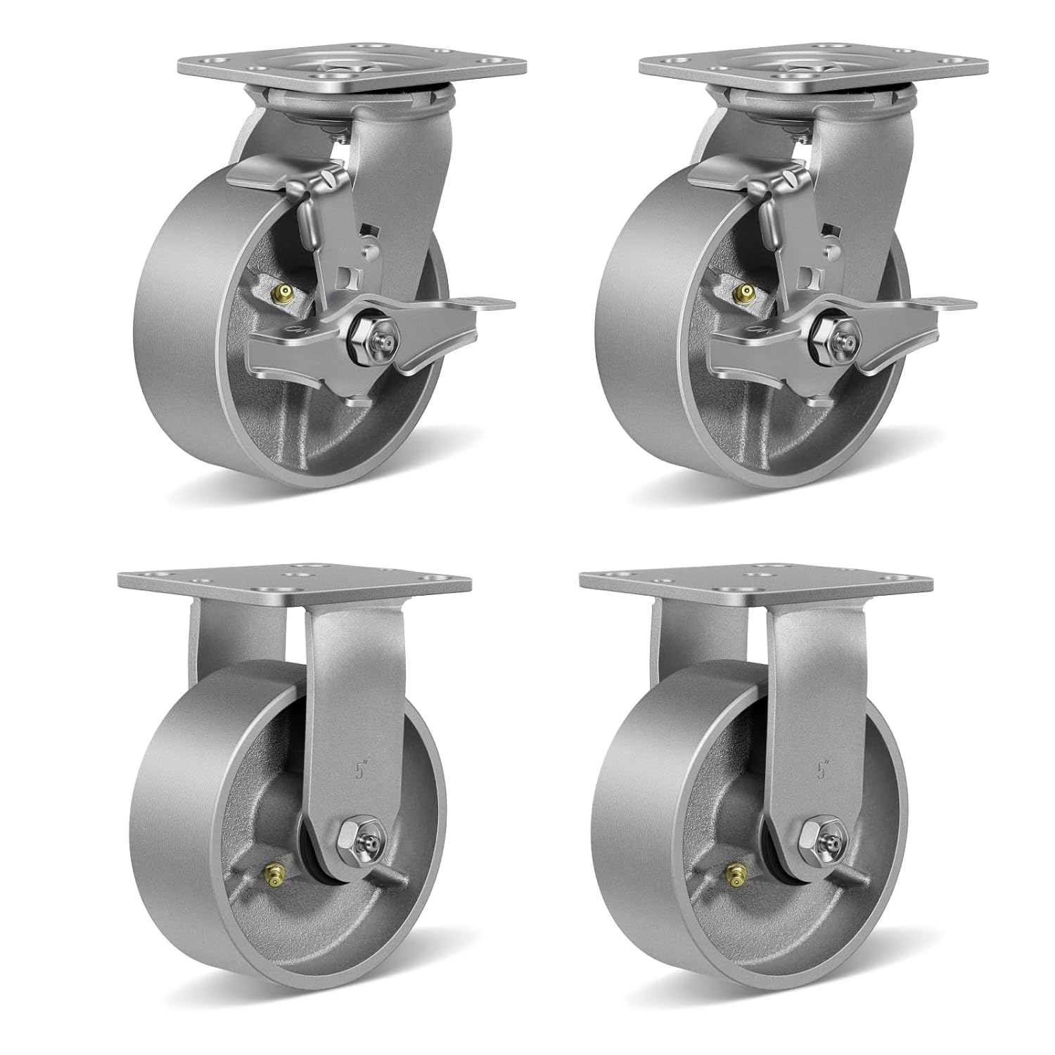5X2 Heavy Duty Caster Wheels with 4000 LB Capacity Set of 4