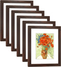 8x10 Picture Frame Set of 6 with Real Glass - Walnut gallery frames