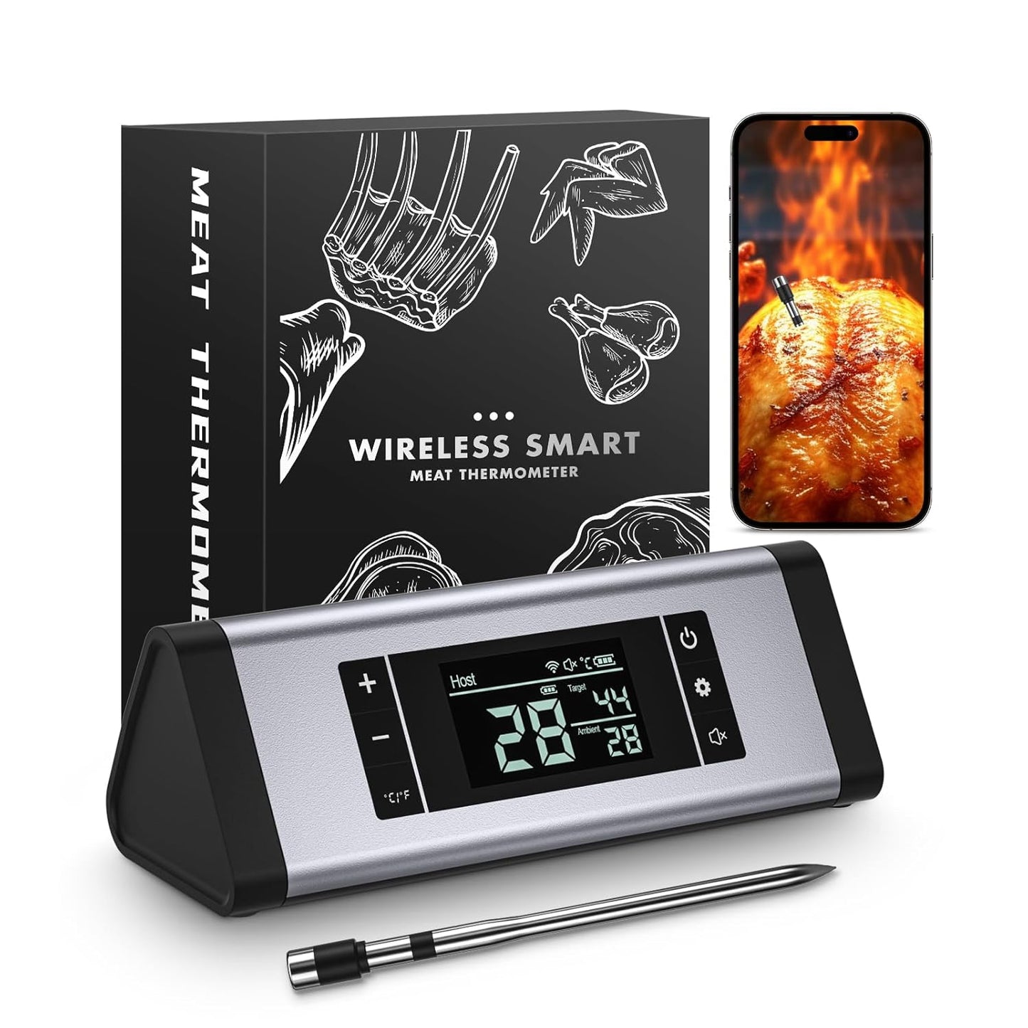 TiInsta Wireless Meat Thermometer: Instant, Rechargeable