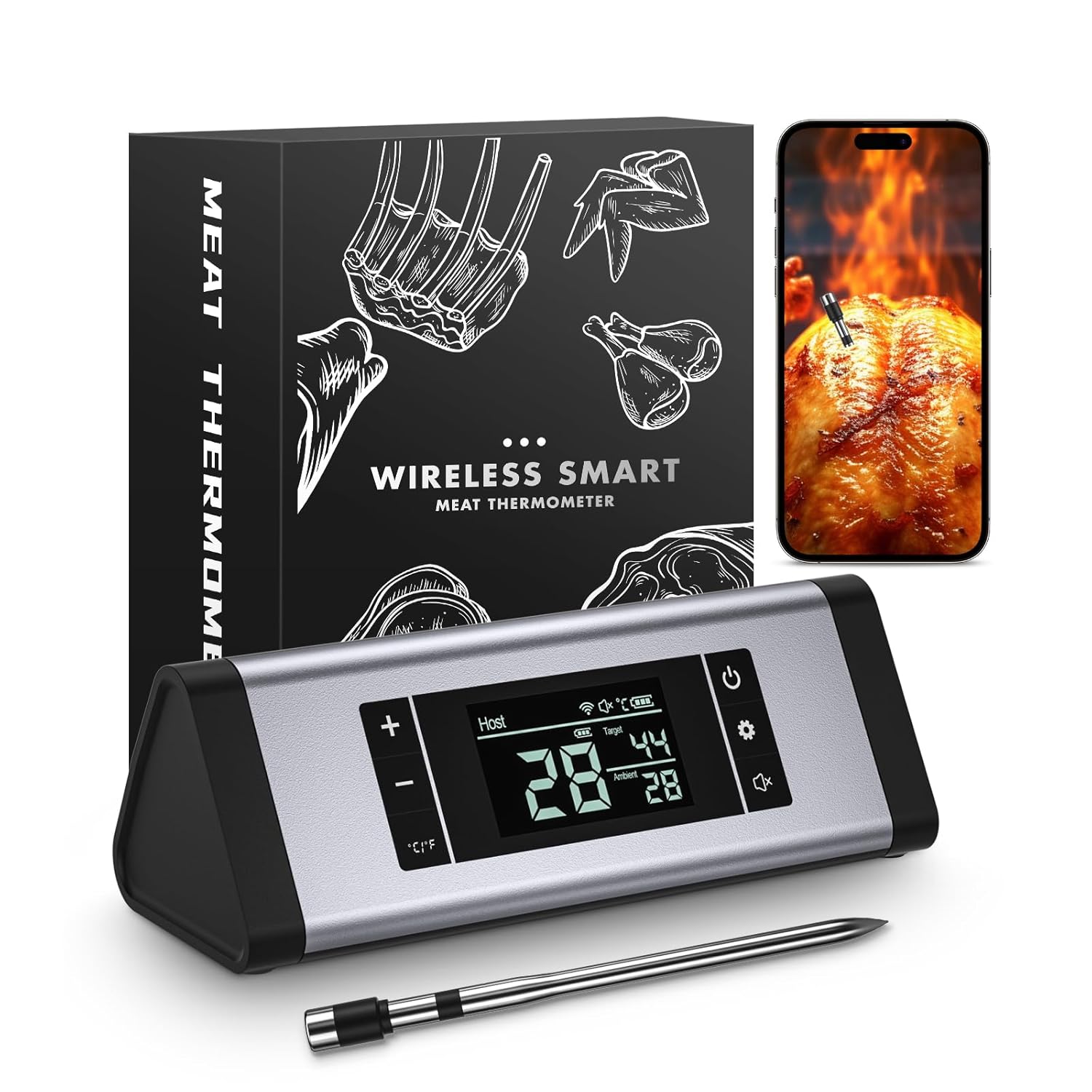 TiInsta Wireless Meat Thermometer: Instant, Rechargeable