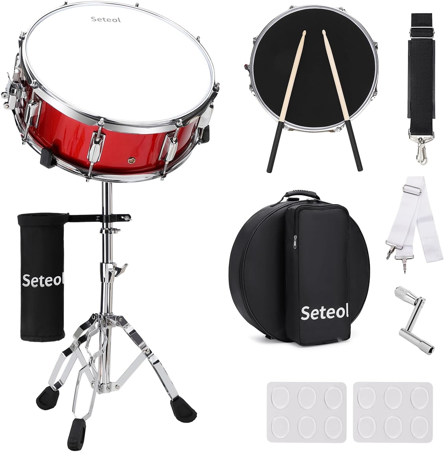 14x5.5 Marching Snare Drum Set with Stand and Accessories