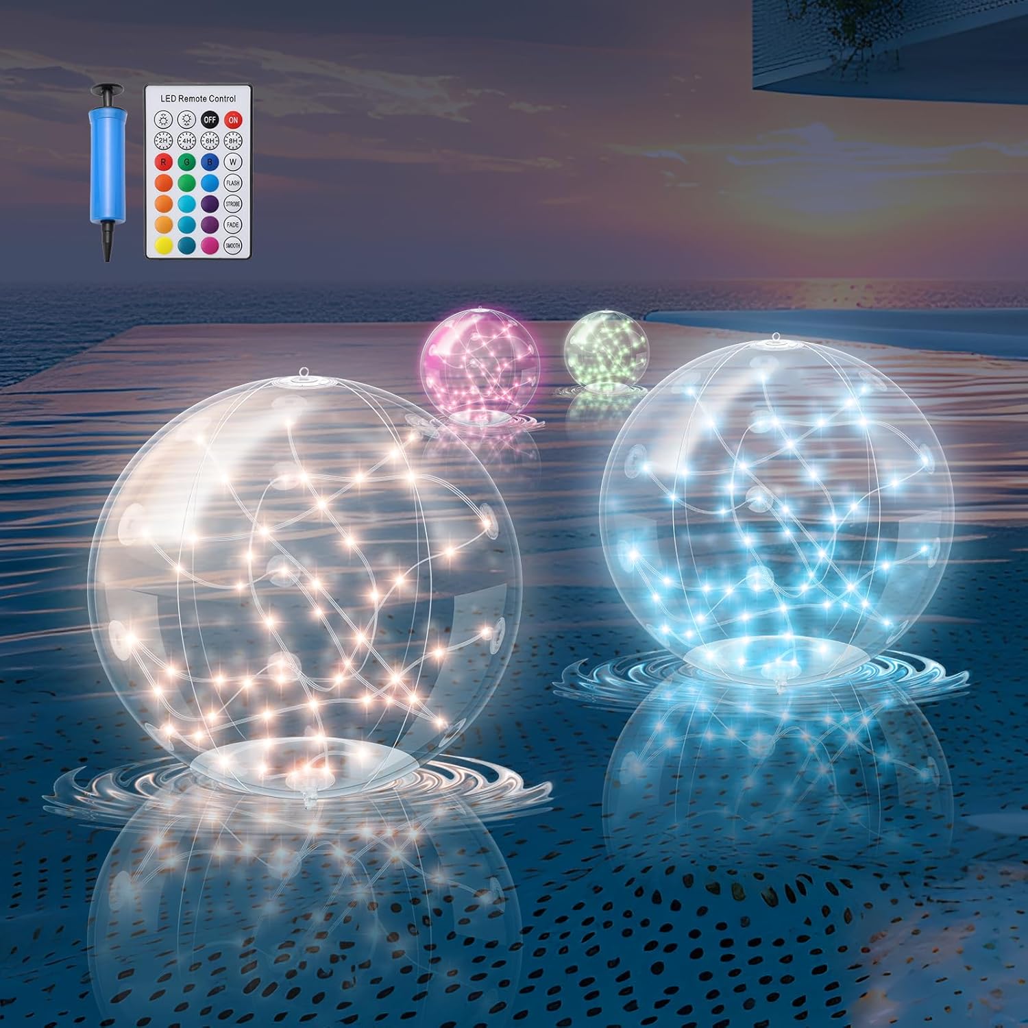 4 Pack Solar Floating Pool Lights for Stunning Night Decor