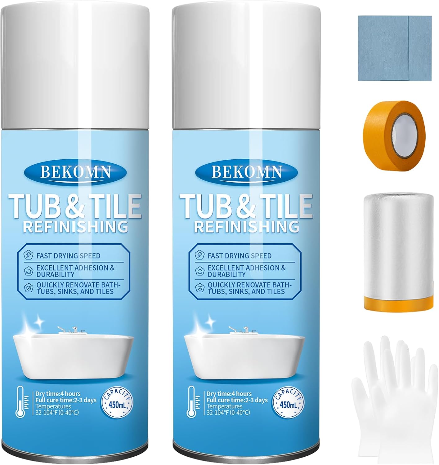 BEKOMN Tub and Tile Spray Paint for Bathroom Resurfacing