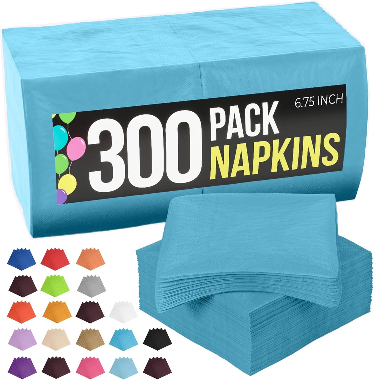 Turquoise Disposable Napkins for Parties - 300 Count 2 Ply