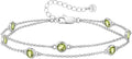 Birthstone Link Bracelet Double Strand Sterling Silver - Elegant Gift
