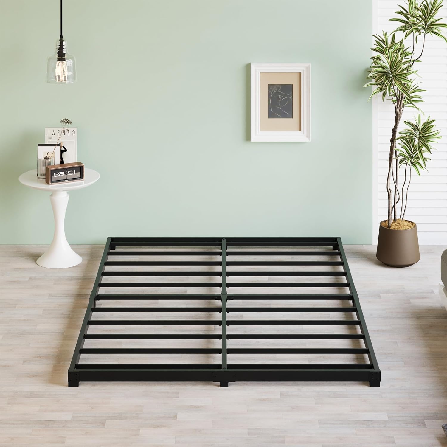 3 Inch Low Queen Bed Frame Heavy Duty Metal Platform Design