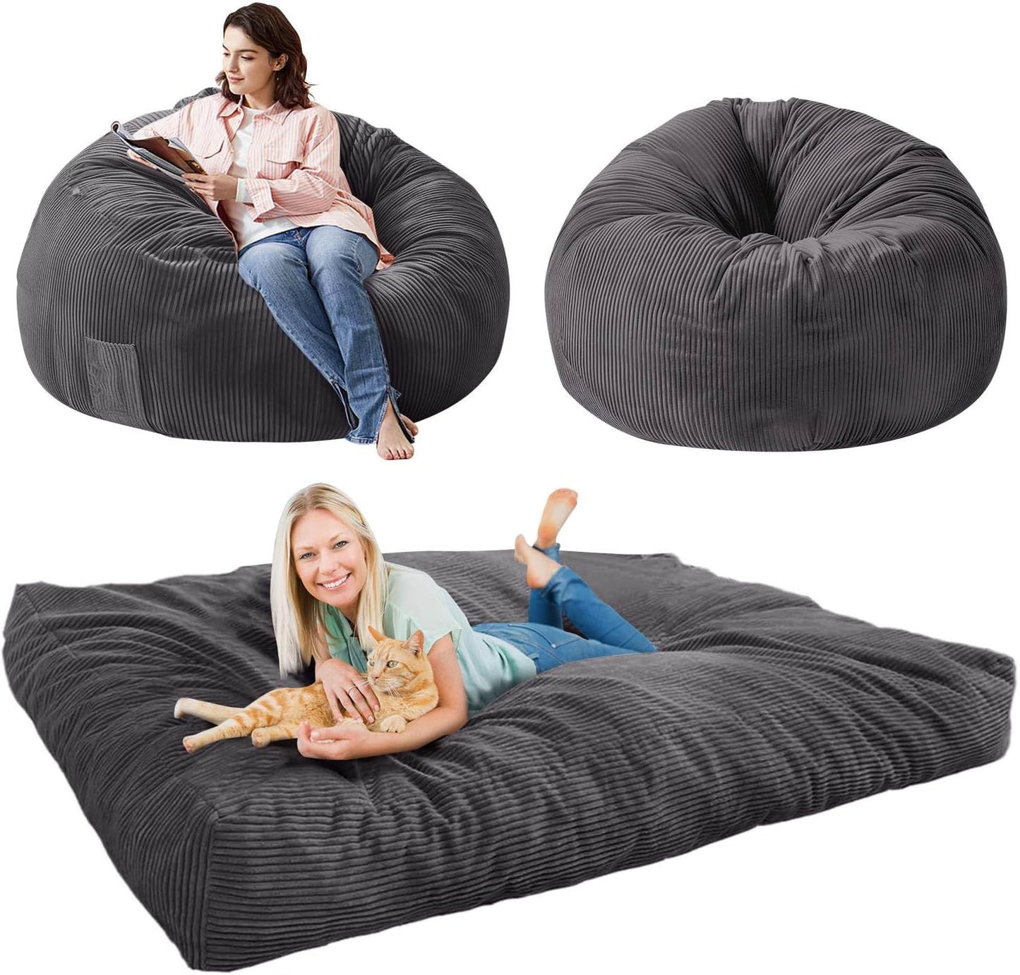 Snowtaros Convertible Queen Bean Bag - Comfy Sofa Bed