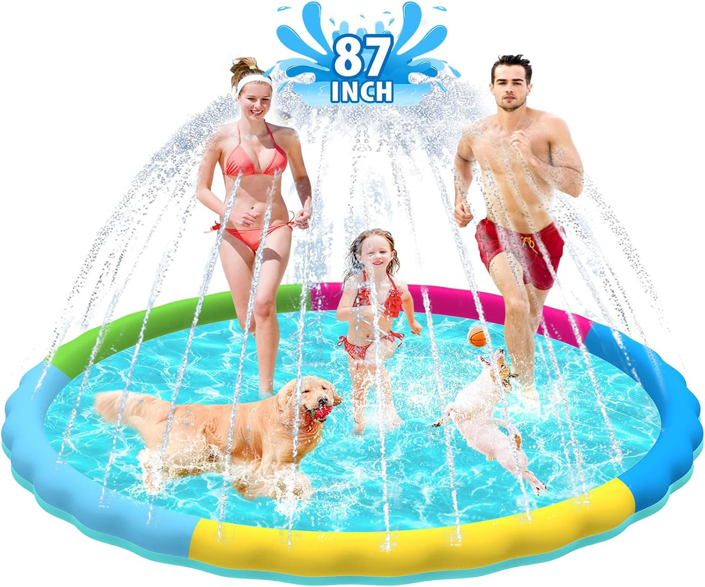 Raxurt Splash Pad for Dogs - 87in Anti-Slip Dog Pool
