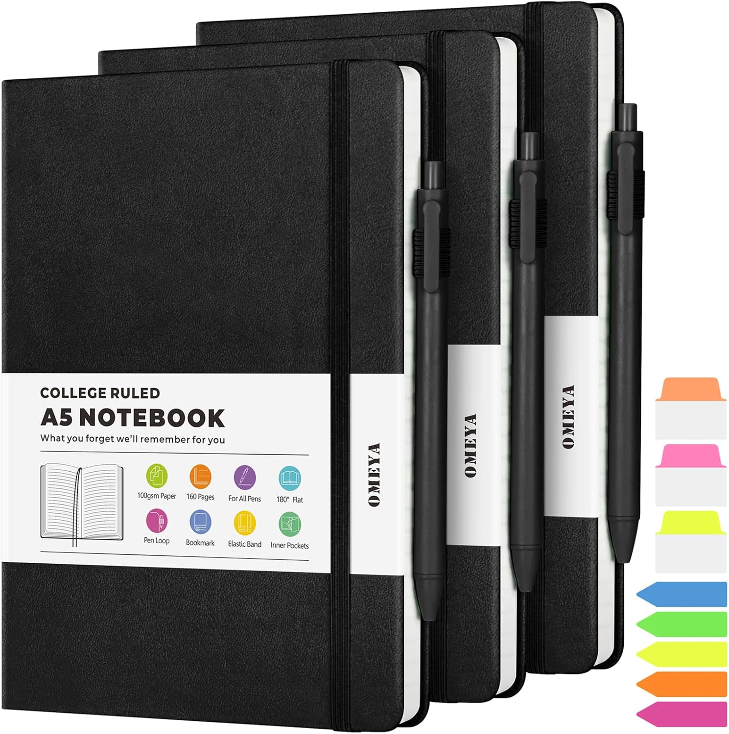 OMEYA Leather Journal Trio - Premium Quality, 160 Pages