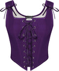 Renaissance Corset Tops for Women Linen Overbust Bustier - Zippered