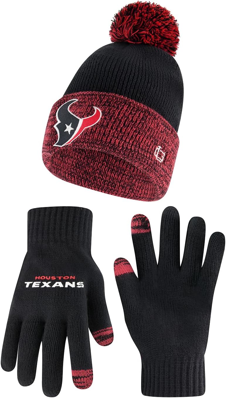 Ultra Game NFL Super Soft Two Tone Winter Beanie and Gloves