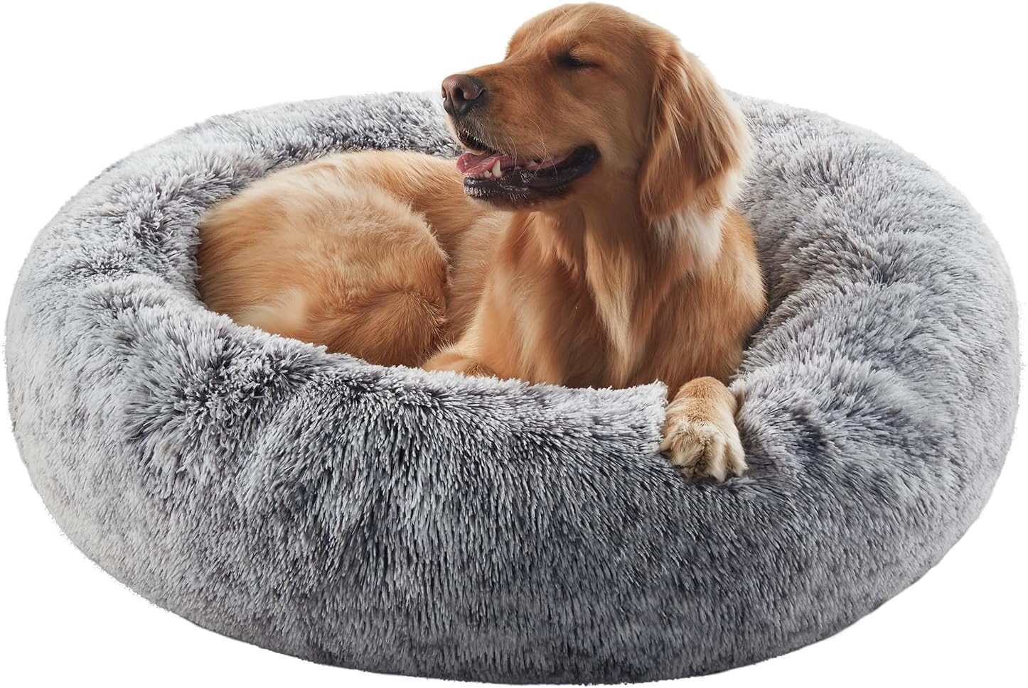 Calming Donut Dog Bed for Large Dogs - Fluffy & Comfortable