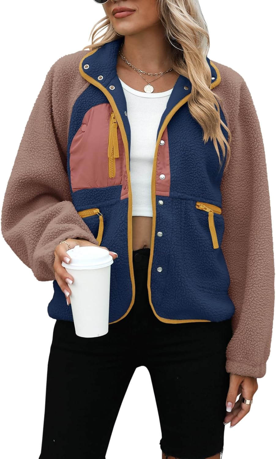 Yanekop Womens Fleece Jacket - Cozy Sherpa Winter Outerwear
