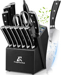 Knife Set Kitchen Knife Block Set with Sharpener - 15 PCS Forged Set