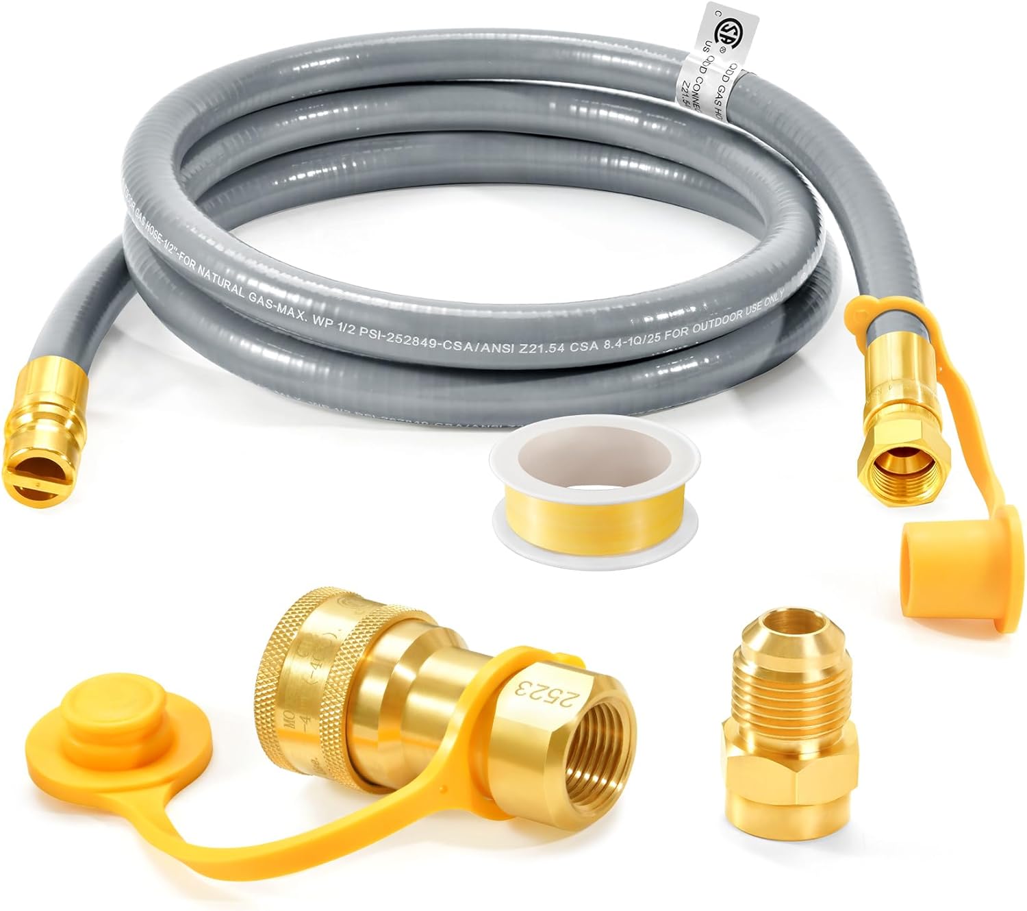 GasSaf 6 FT Natural Gas Grill Hose with Quick Connect Fitting