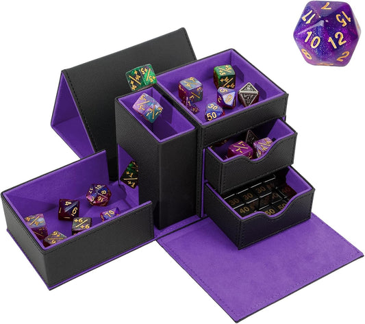 Leather Dice Tray & Tower Storage Box for DND and RPG Games