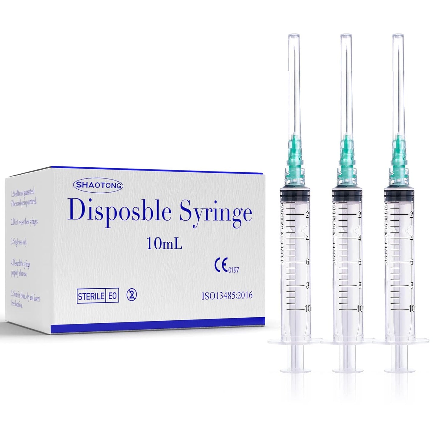 10mL Syringe with 21 Gauge Needle for Lab Use - 100 Pack