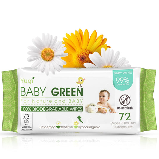 Yugi Baby Green Biodegradable Wet Wipes - Pure & Plastic-Free