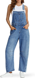 Kedera Women's Denim Overall Casual Straight Wide Leg Bib Jeans