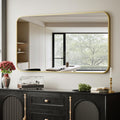 BEAUTYPEAK 26in x 38in Rectangular Aluminum Frame Wall Mirror - Gold