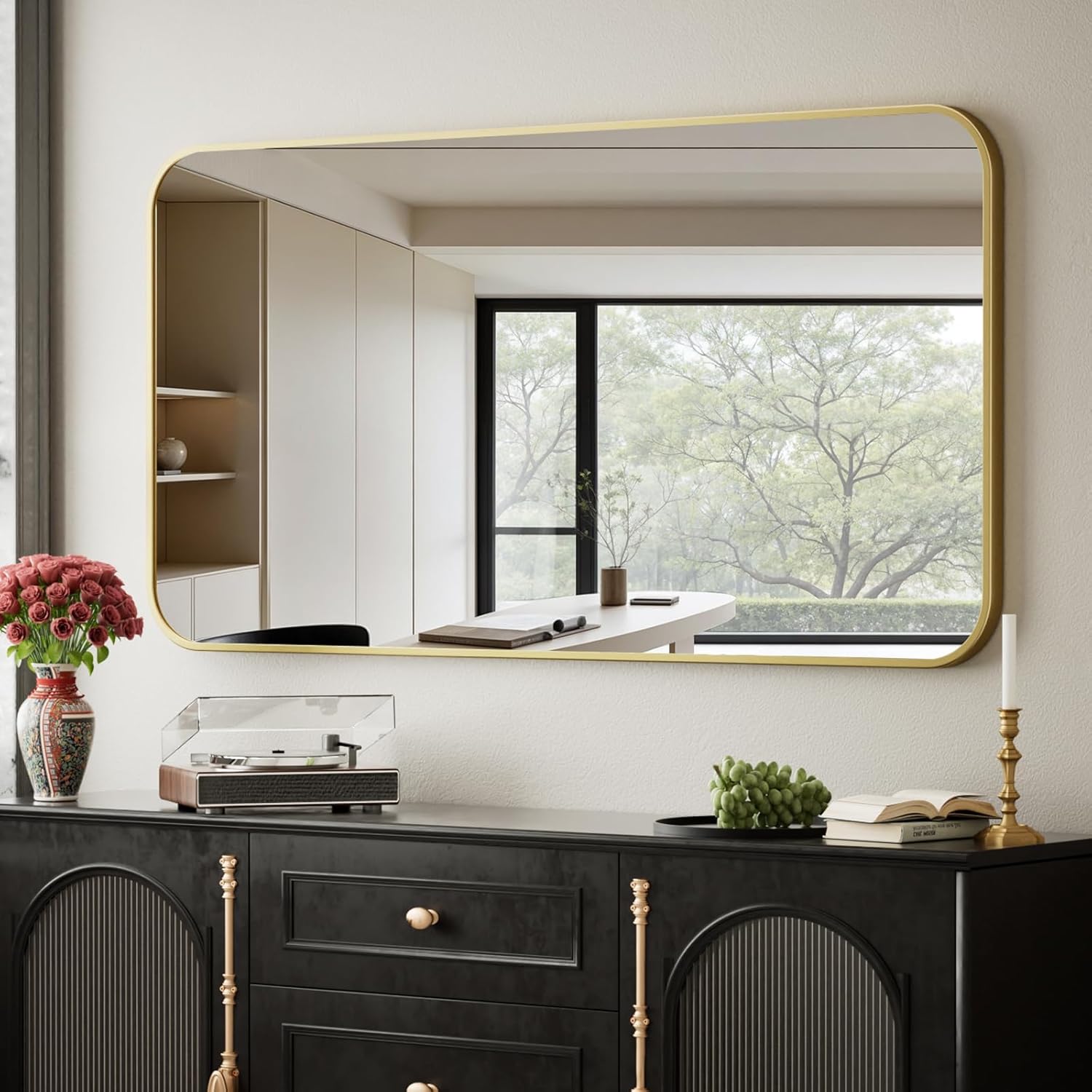 Rectangular Aluminum Alloy Frame Wall Mounted Bathroom Mirror