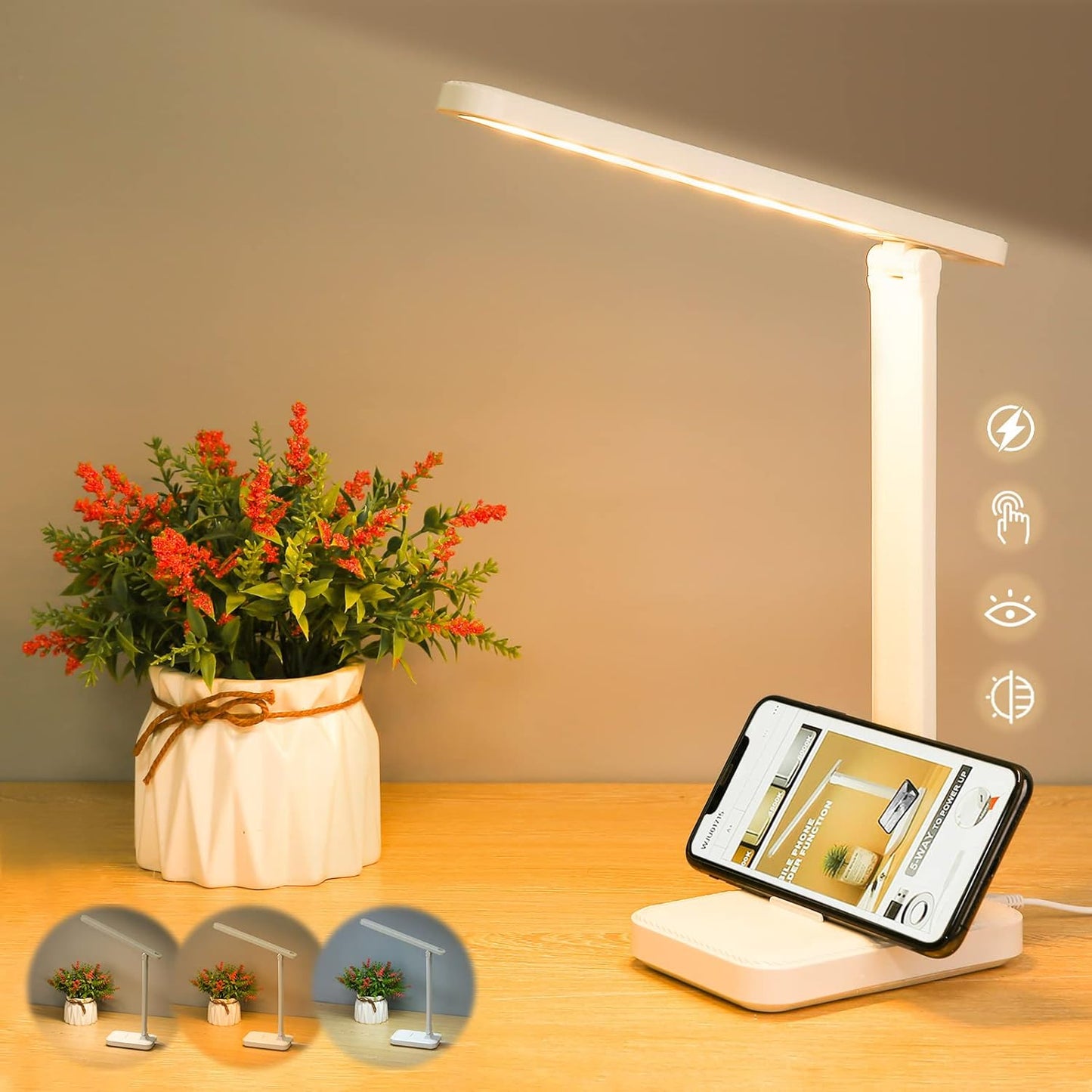Touch Control LED Desk Lamp - Eye-Care & Foldable