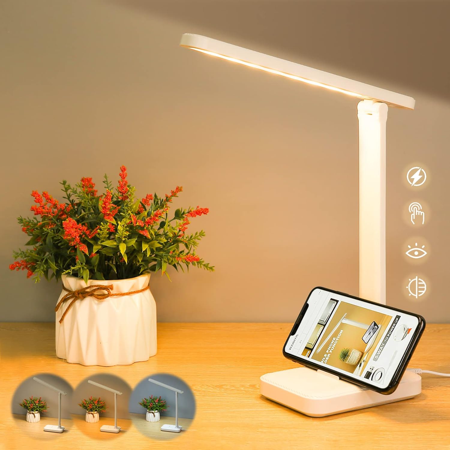 Touch Control LED Desk Lamp - Eye-Care & Foldable