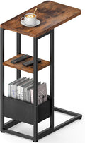 C Shaped End Table Small Side Table for Couch - Slide Under Sofa Tray
