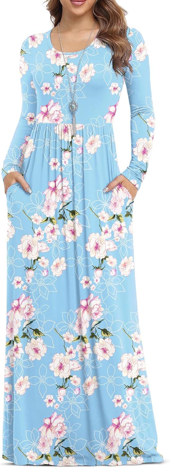 VIISHOW Women's Long Sleeve Maxi Dresses with Pockets for Style