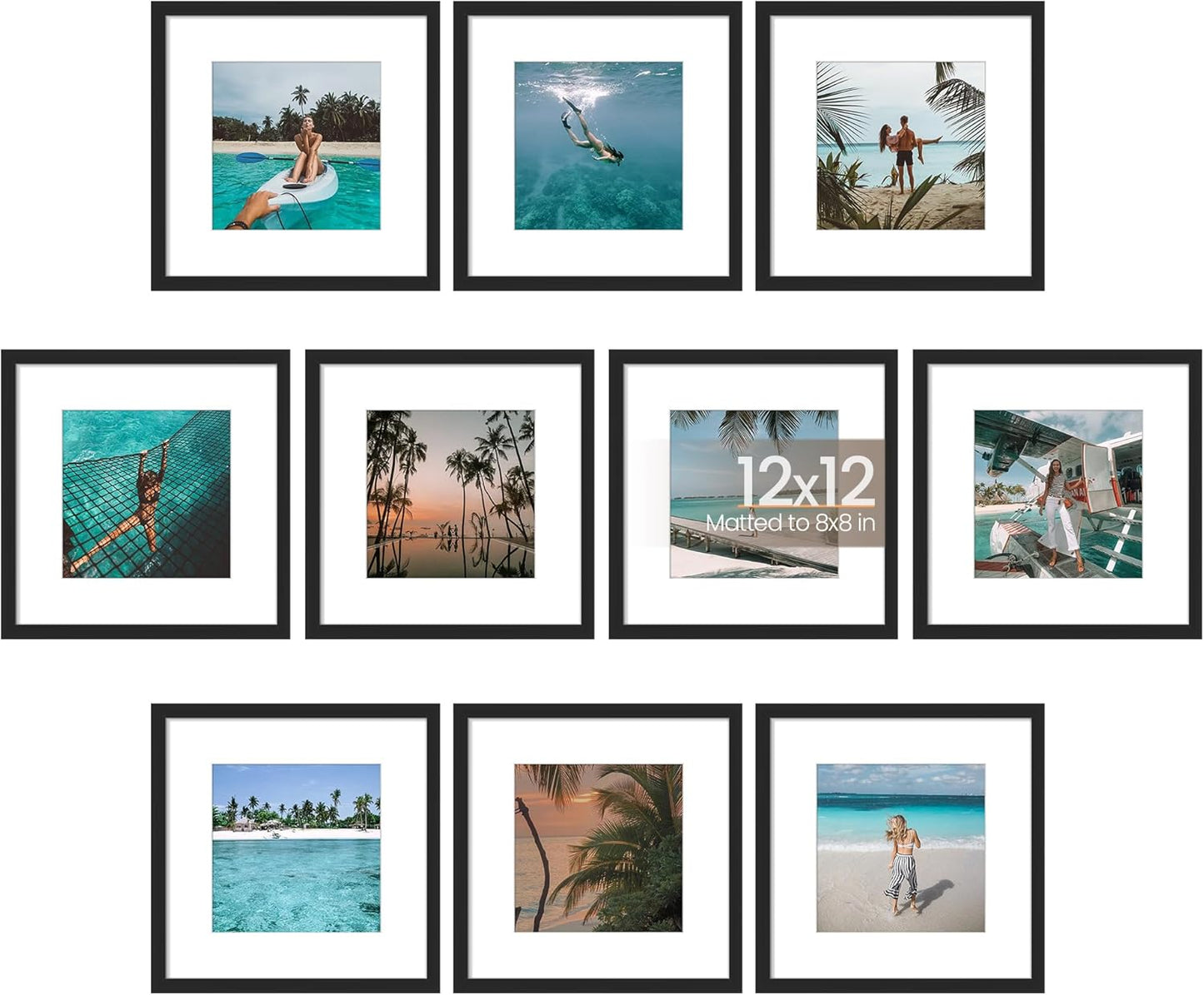 Upsimples 12x12 Picture Frame Set of 10 for Wall or Tabletop