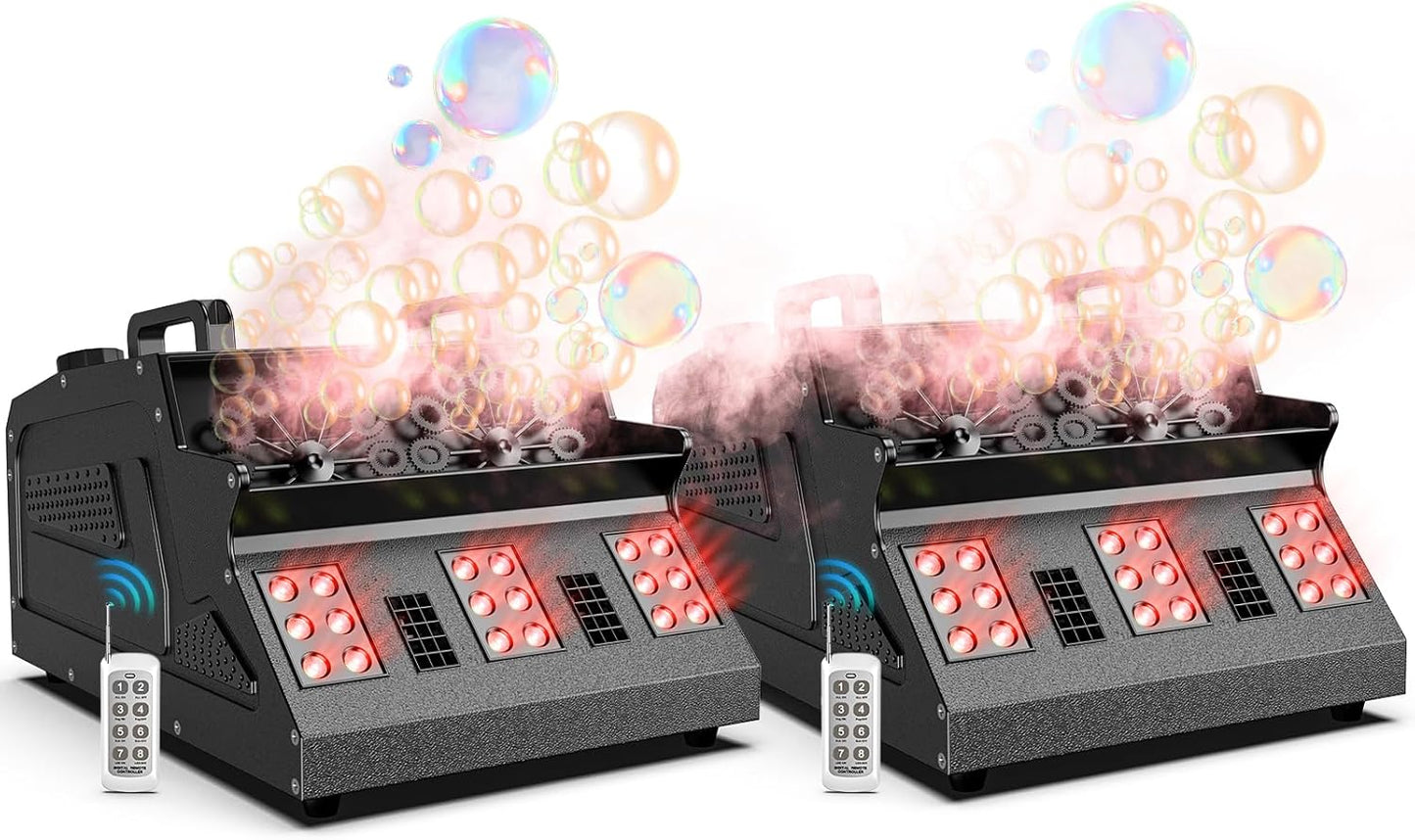 1500W Fog Bubble Machine with RGB LED Lights for Parties