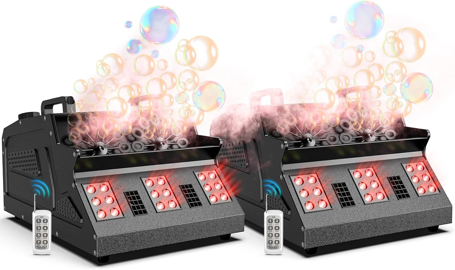 1500W Fog Bubble Machine with RGB LED Lights for Parties