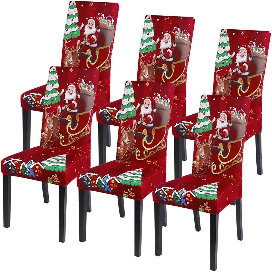 SearchI Christmas Chair Covers Set of 6 for Holiday Decor
