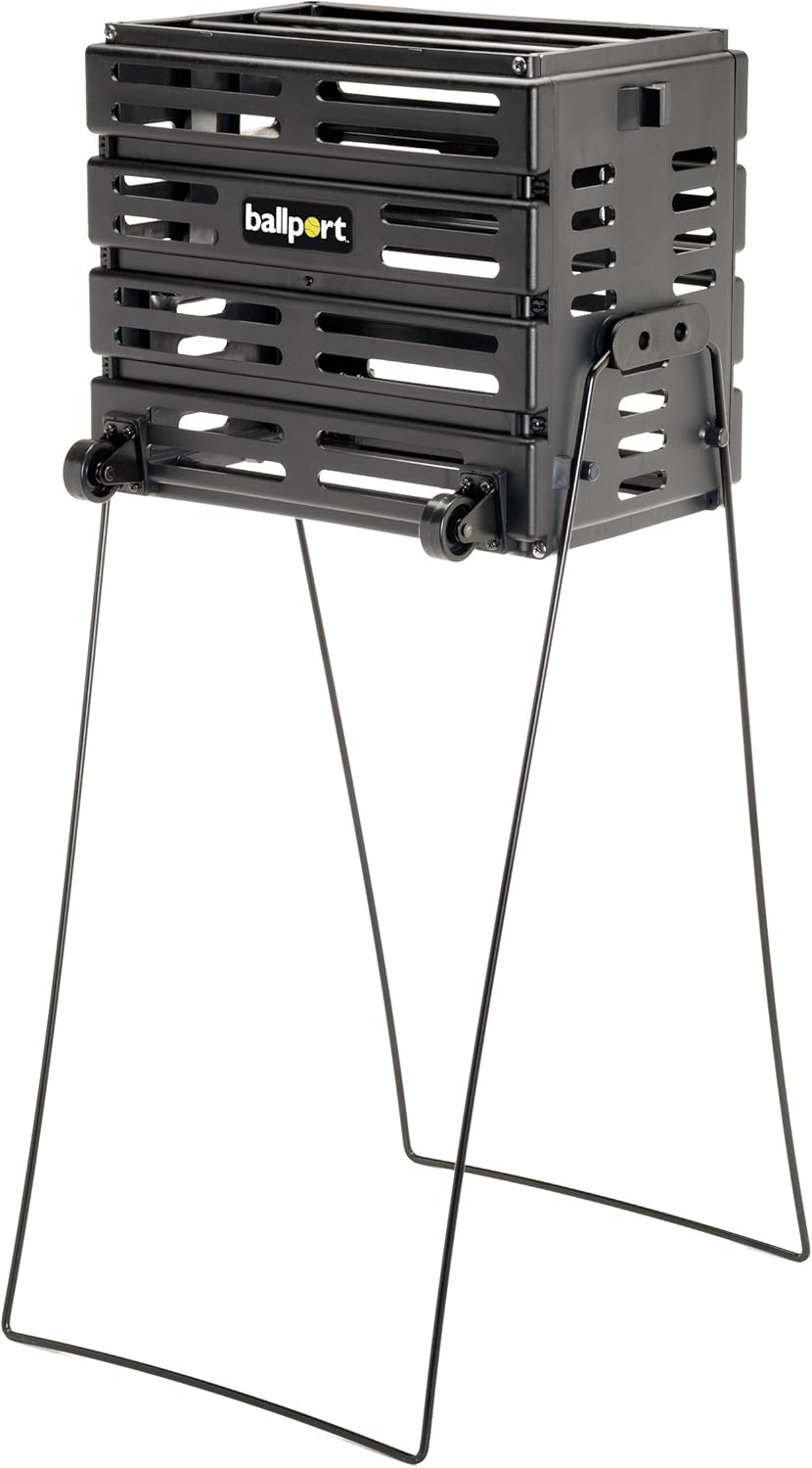 Tourna Ballport Deluxe Tennis Ball Hopper with Wheels for Easy Use