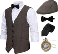 1920s Mens Gatsby Gangster Vest and Accessories Set - Complete Look