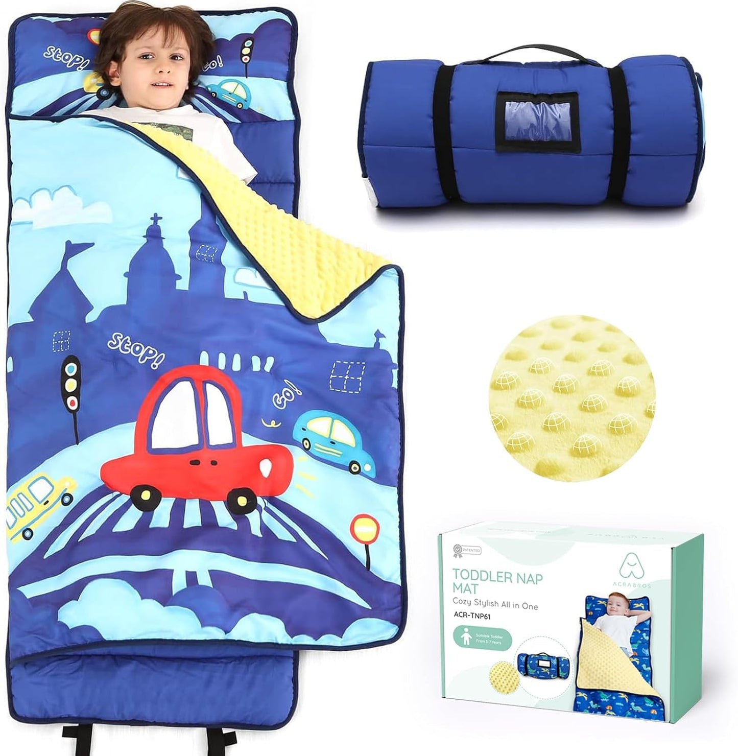 ACRABROS Toddler Nap Mat with Pillow for Cozy Sleep Anywhere
