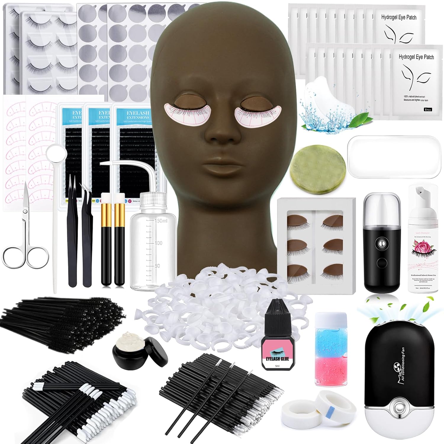 Lash Extension Kit for Beginners with Mannequin Head and Tools