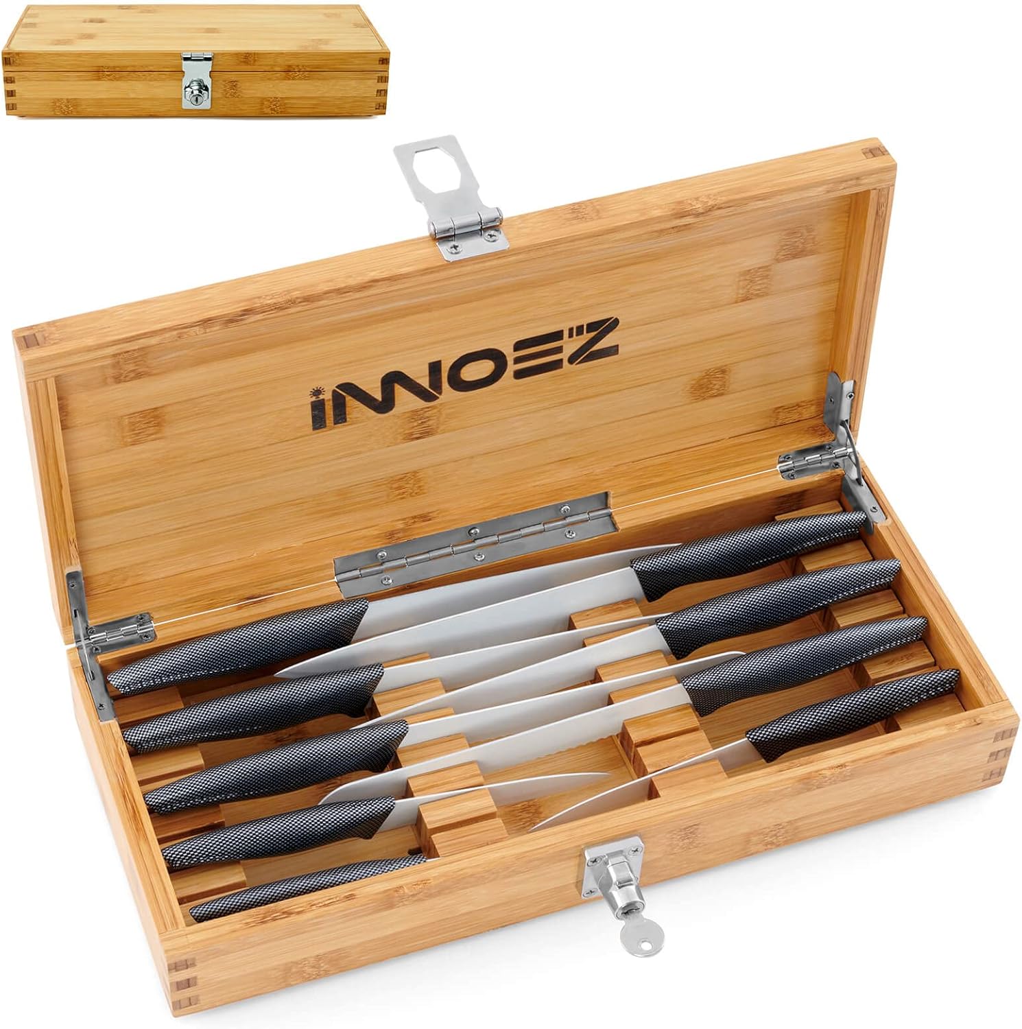 Bamboo Kitchen Knife Holder Lock Box for Safe Storage Needs