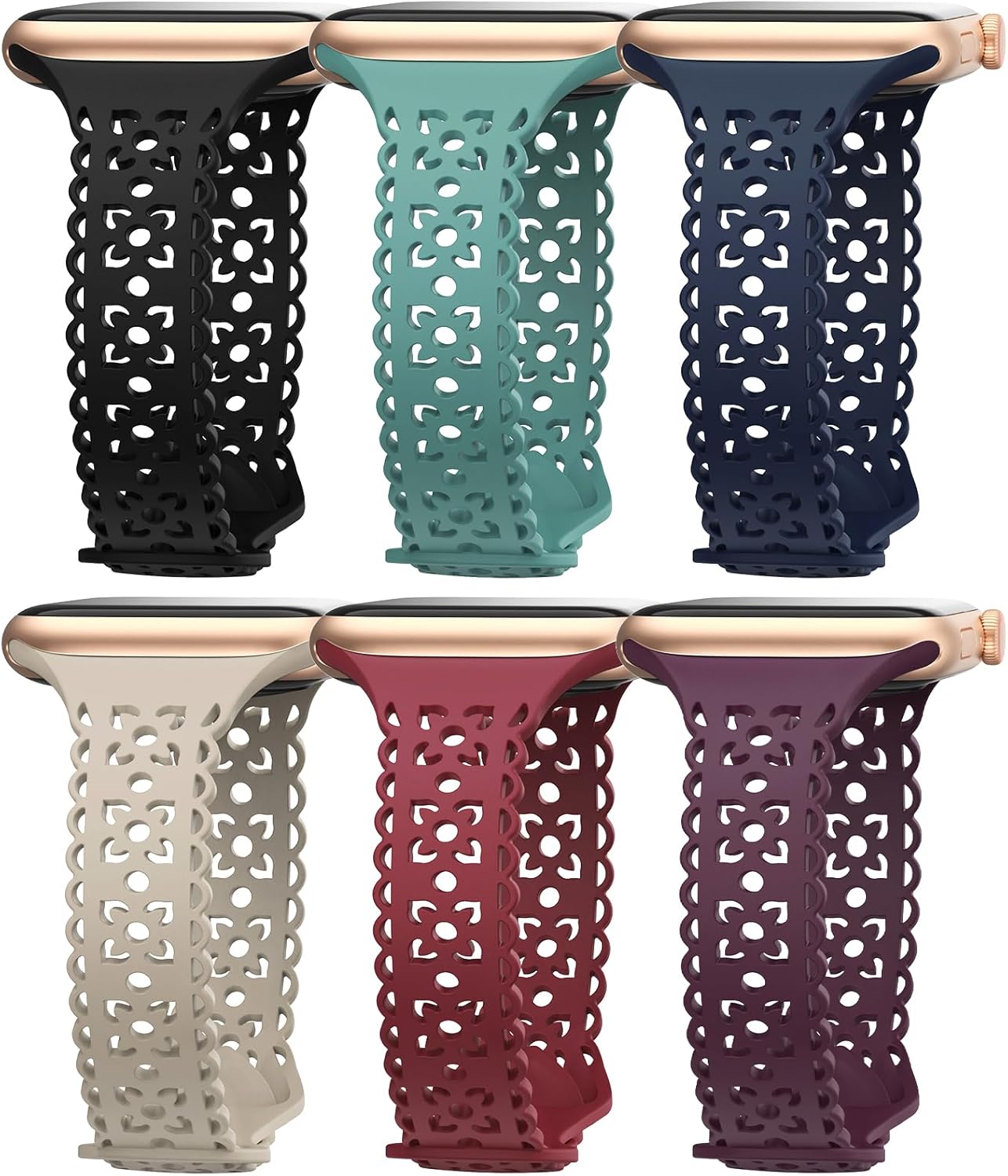 Stylish Slim Floral Silicone Watch Band for Women - AMSKY